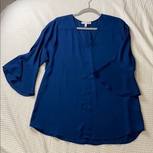 Navy Bell Sleeve Blouse